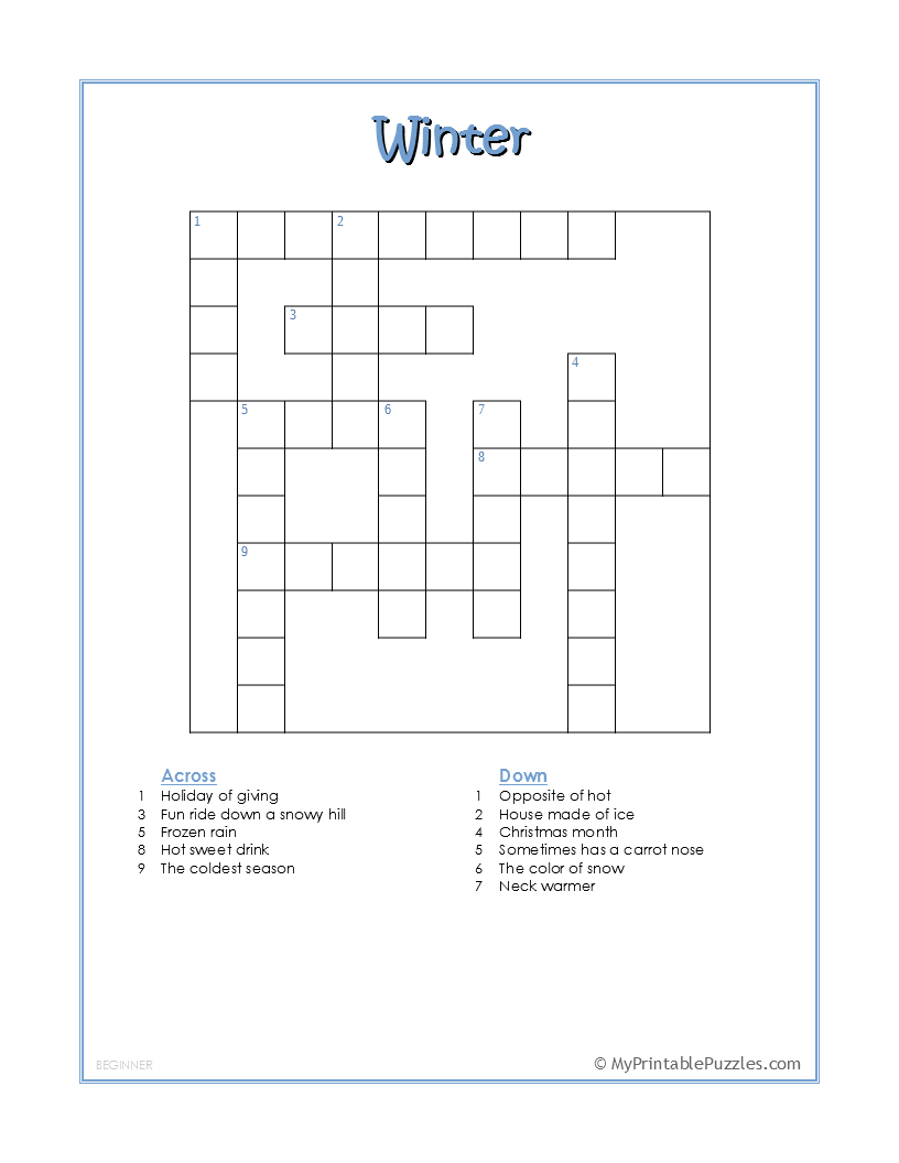 Free Beginner Crossword Puzzles Printable Free Beginner Crossword Puzzles Printable