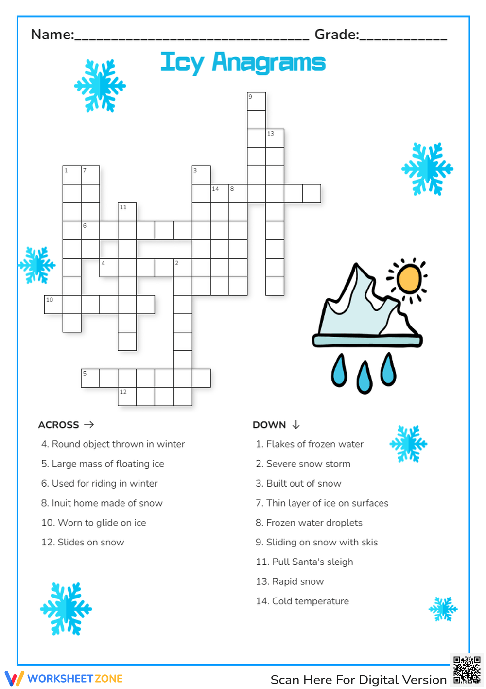 Winter Crossword Puzzle Worksheets 2025 Winter Crossword Puzzle Worksheets 2025