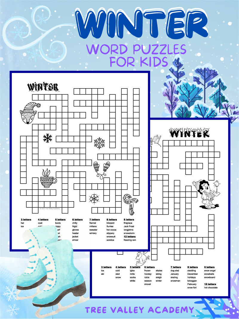 Winter Fill In Word Puzzles For Kids Tree Valley Academy Winter Fill In Word Puzzles For Kids Tree Valley Academy