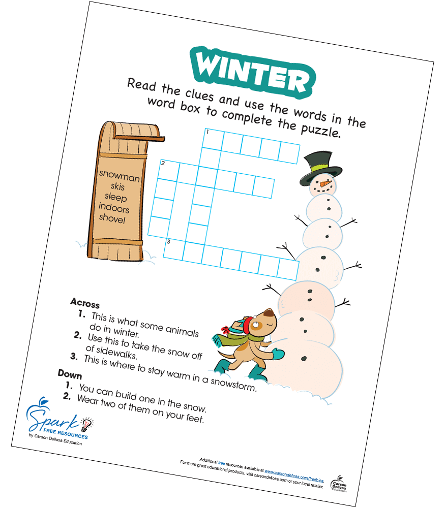 Winter Snow Day Crossword Puzzle Free Printable Carson Dellosa Winter Snow Day Crossword Puzzle Free Printable Carson Dellosa