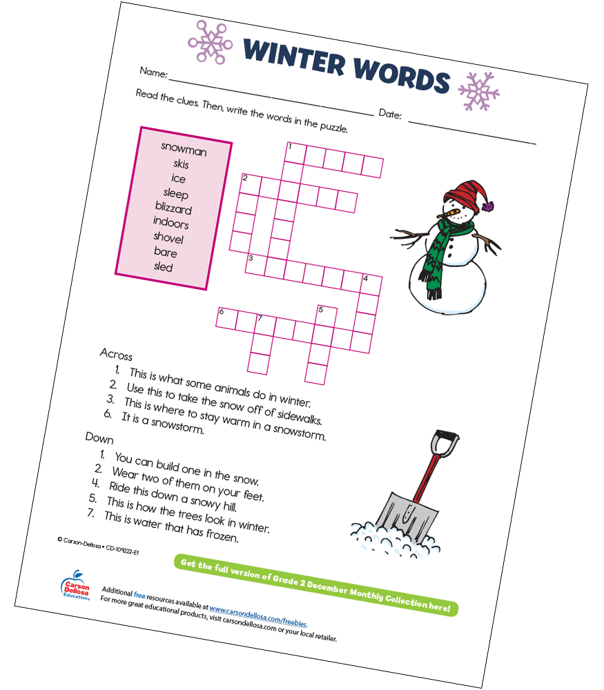 Winter Words Free Printable Carson Dellosa Winter Words Free Printable Carson Dellosa