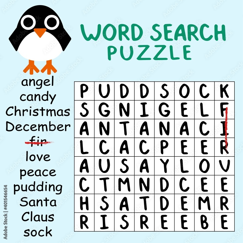 Word Search Puzzle With Penguin Stock Vector Illustration Funny Educational Word Game Printable Worksheet For Winter Holidays Christmas Time Word Search Puzzle In English With Answer One Of A Serie Stock Vector Word Search Puzzle With Penguin Stock Vector Illustration Funny Educational Word Game Printable Worksheet For Winter Holidays Christmas Time Word Search Puzzle In English With Answer One Of A Serie Stock Vector