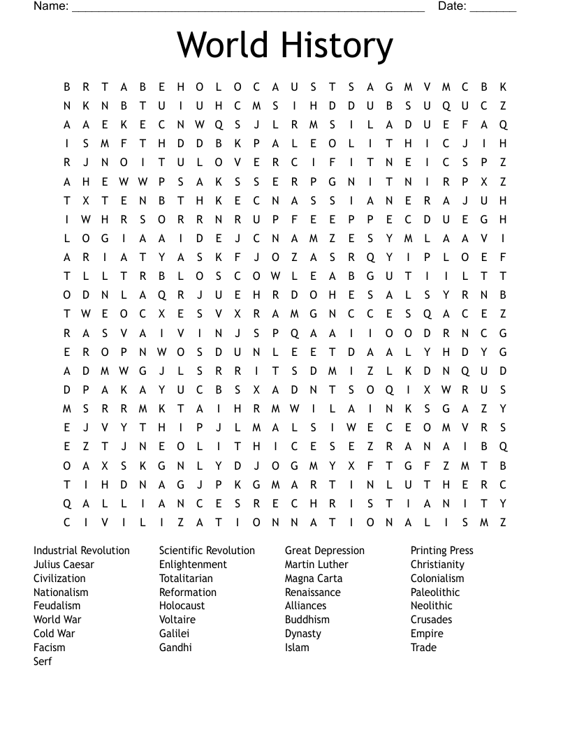 World History Word Search WordMint World History Word Search WordMint