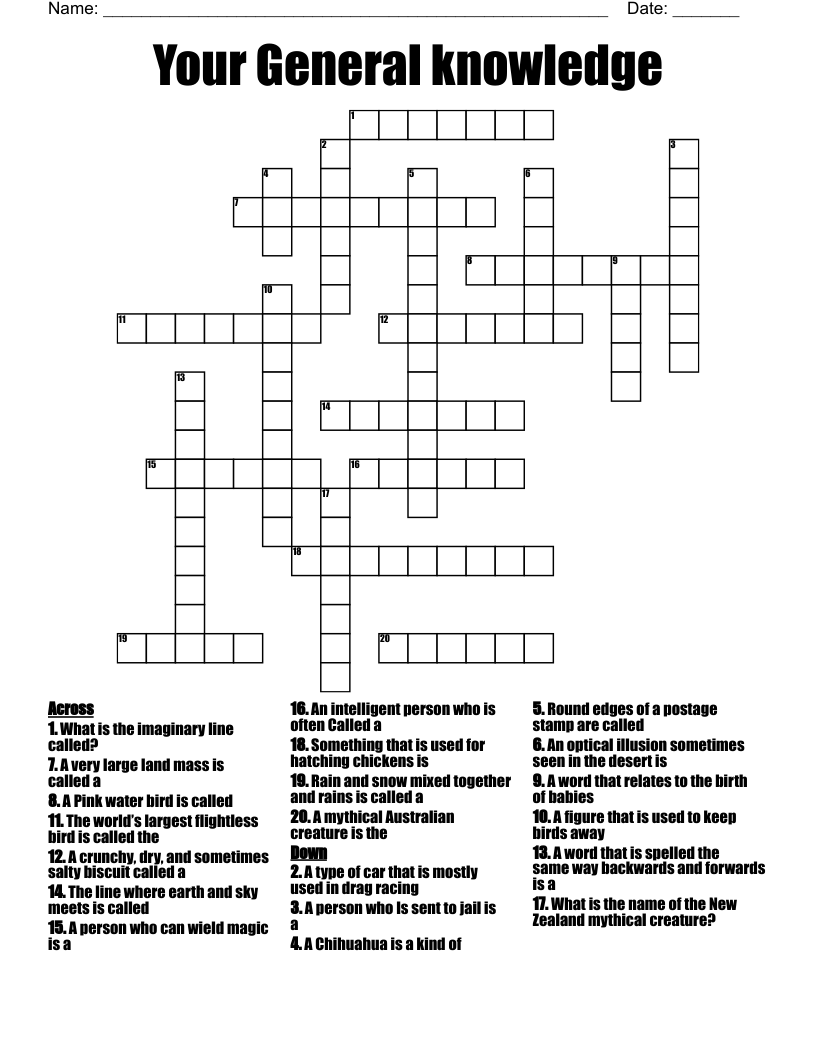 Your General Knowledge Crossword WordMint Your General Knowledge Crossword WordMint